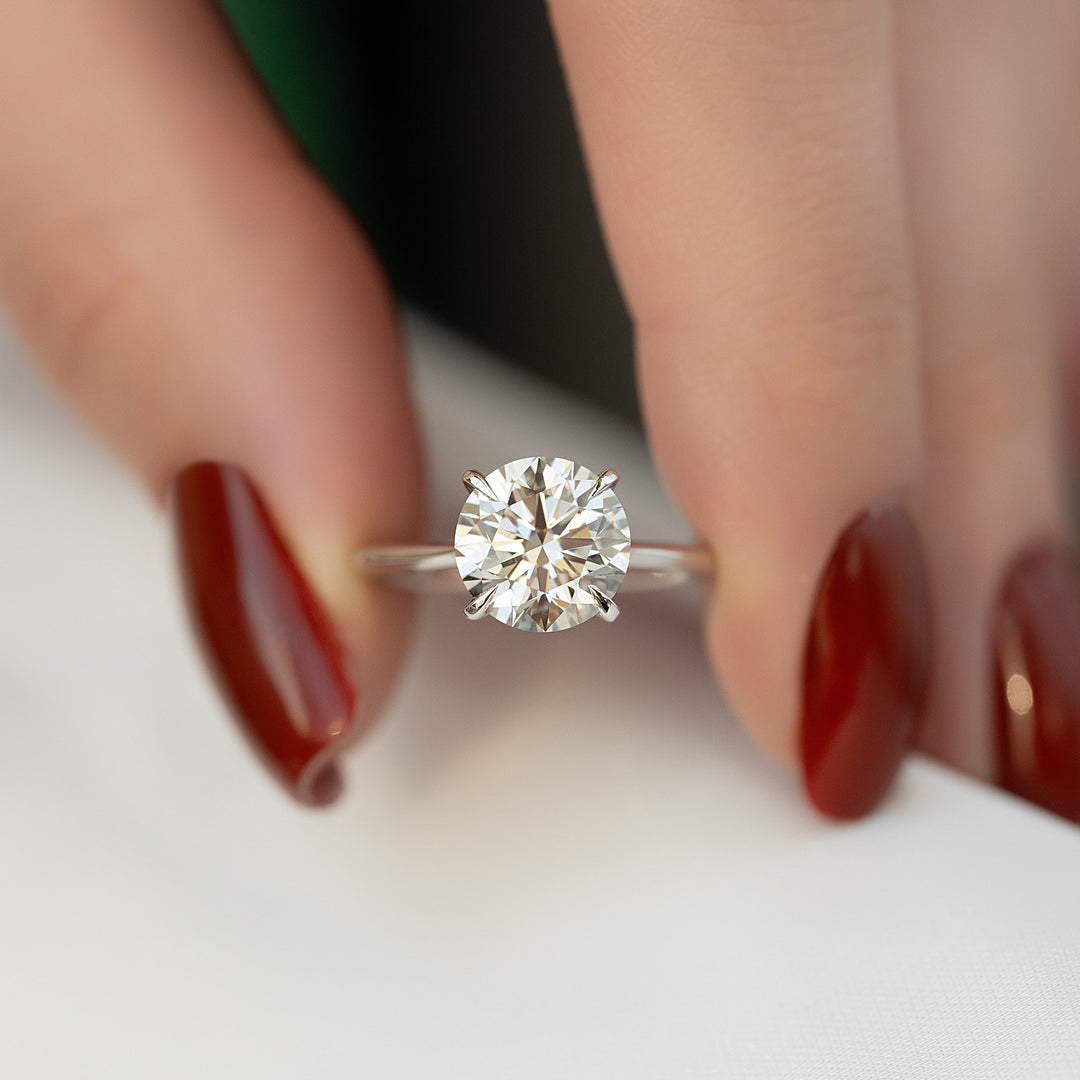 The Kendall Set With Round Solitaire Lab Diamond 1 Carat 14K White#material_14k-white