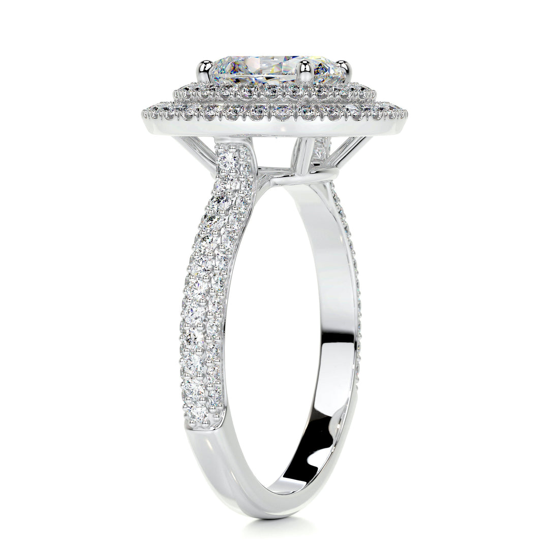 The Kiko Moissanite & Diamonds Ring Moissanite 14K White 2.15 Carat Round#material_14k-white