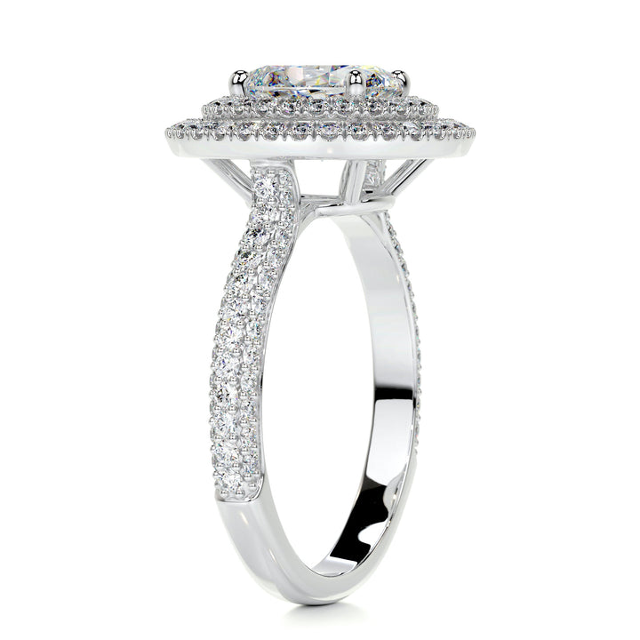 The Kiko Moissanite & Diamonds Ring Moissanite 18K White 2.15 Carat Round#material_18k-white