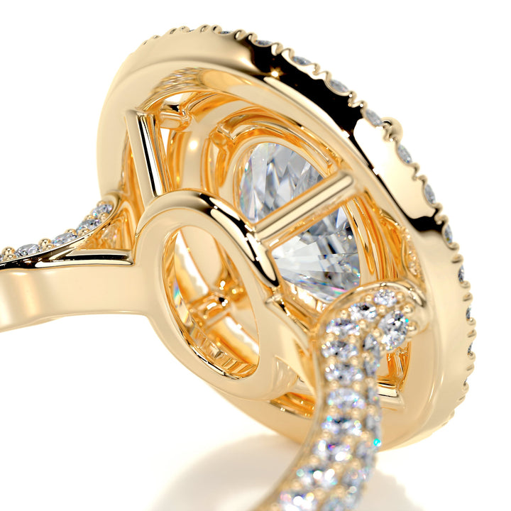 The Kiko Moissanite & Diamonds Ring Moissanite 18K Gold 3 Carat Round#material_18k-gold