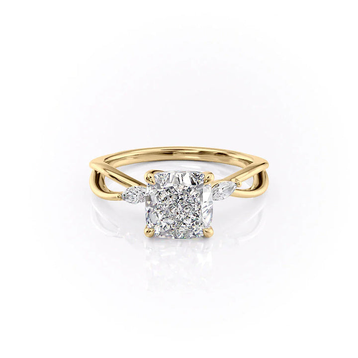 The Kimberly Set With Cushion Side Stone Lab Diamond 1 Carat 14K Gold#material_14k-gold