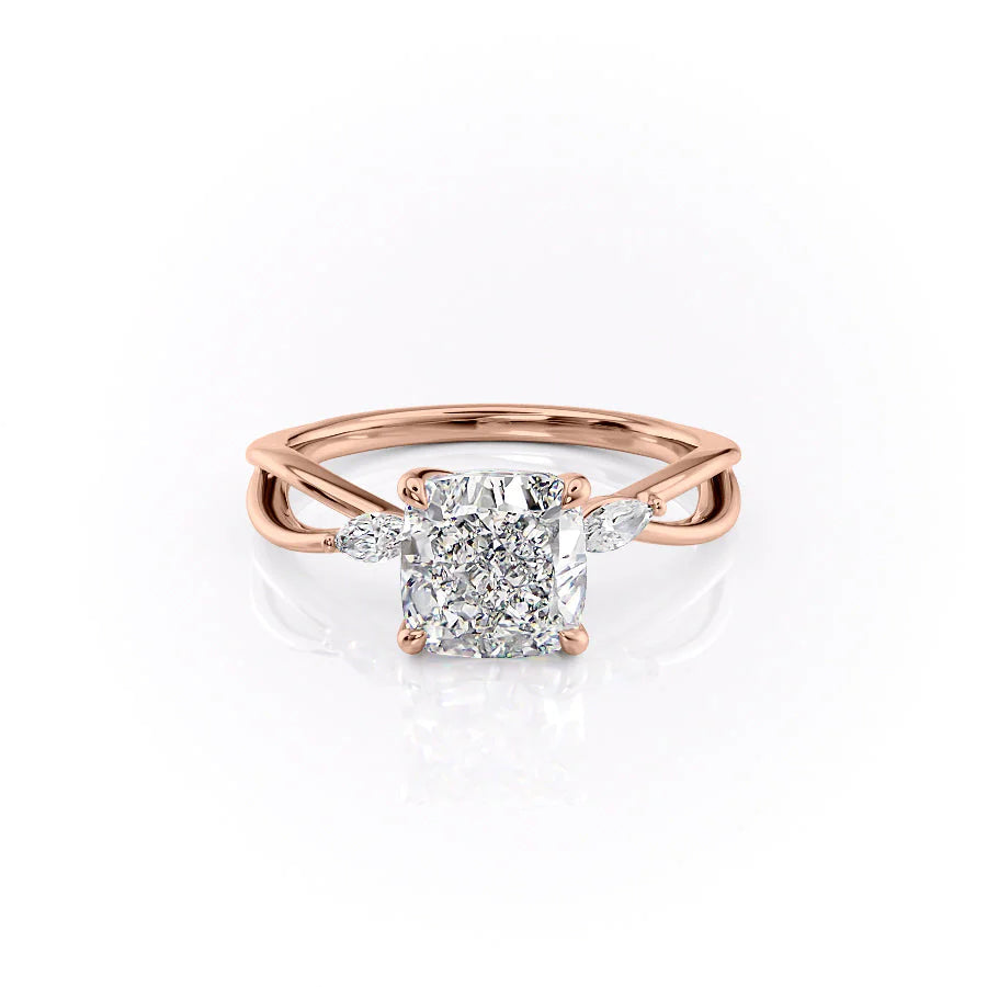 The Kimberly Set With Cushion Side Stone Lab Diamond 1 Carat 14K Rose#material_14k-rose