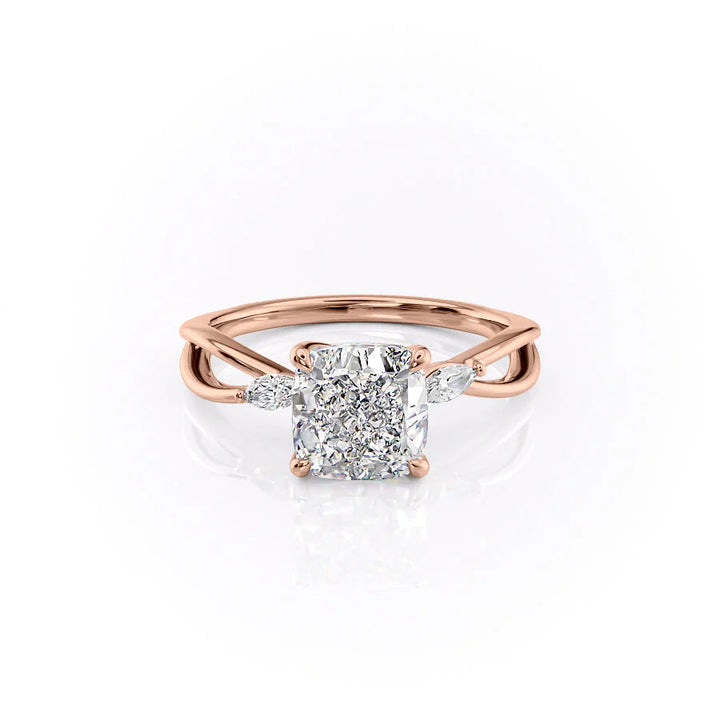 The Kimberly Set With Cushion Side Stone Moissanite#material_14k-rose