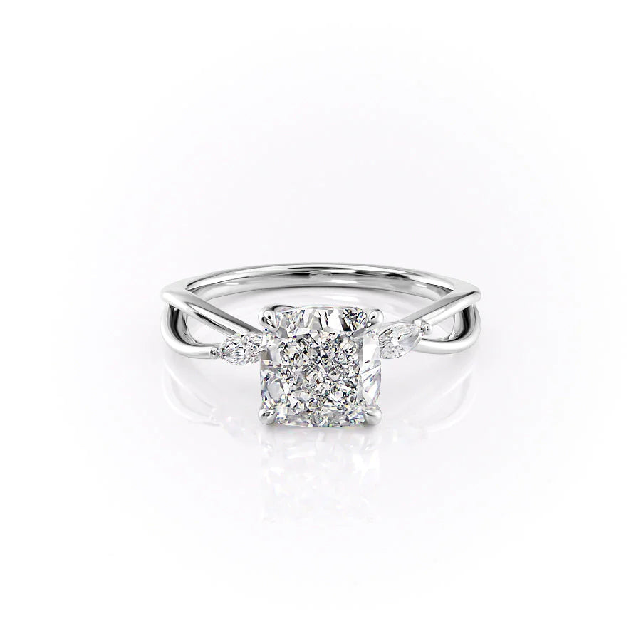 The Kimberly Set With Cushion Side Stone Moissanite#material_18k-white