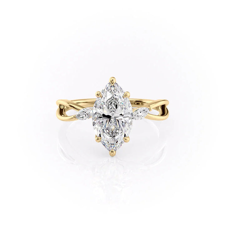 The Kimberly Set With Marquise Side Stone Lab Diamond 1 Carat 14K Gold#material_14k-gold