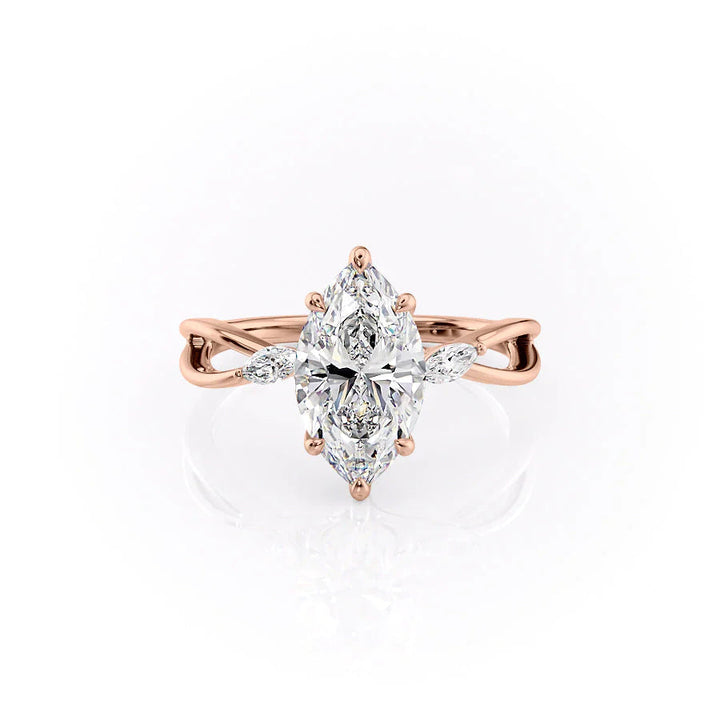 The Kimberly Set With Marquise Side Stone Lab Diamond 1 Carat 14K Rose#material_14k-rose