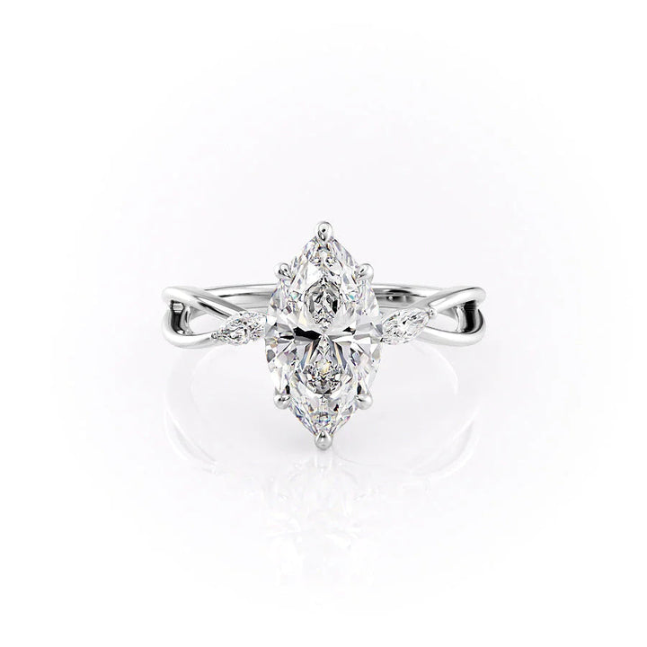 The Kimberly Set With Marquise Side Stone Lab Diamond 1 Carat 14K White#material_14k-white