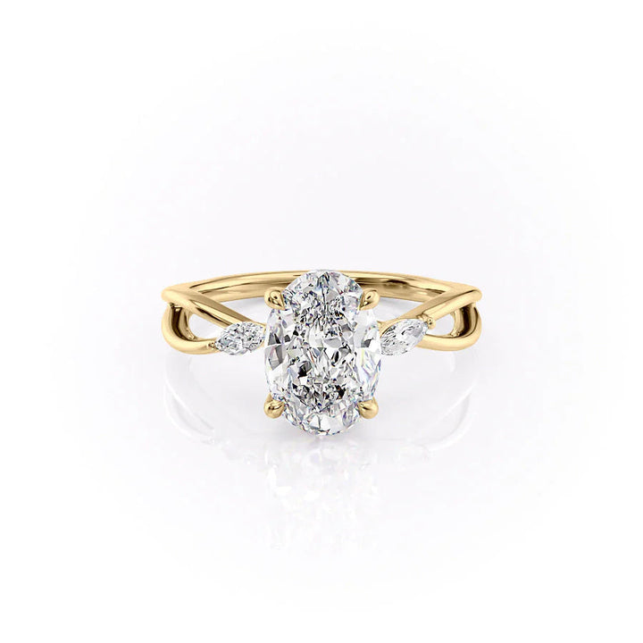 The Kimberly Set With Oval Side Stone Lab Diamond 1 Carat 14K Gold#material_14k-gold