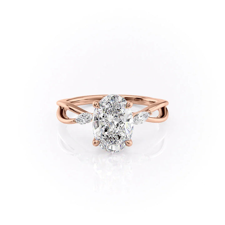 The Kimberly Set With Oval Side Stone Lab Diamond 1 Carat 14K Rose#material_14k-rose