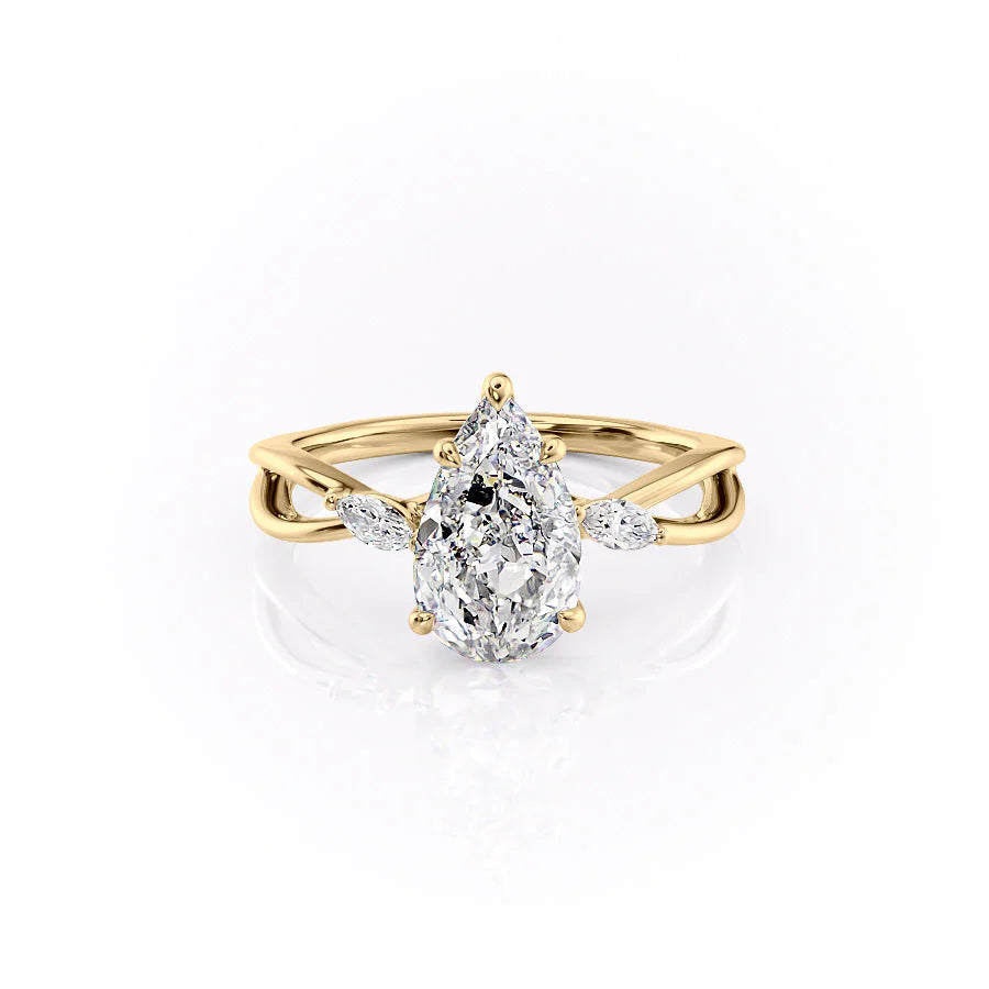 The Kimberly Set With Pear Side Stone Lab Diamond 1 Carat 14K Gold#material_14k-gold