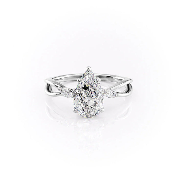 The Kimberly Set With Pear Side Stone Lab Diamond 1 Carat 14K White#material_14k-white