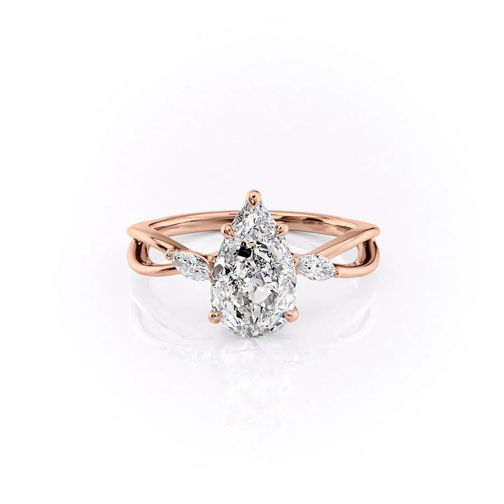 The Kimberly Set With Pear Side Stone Lab Diamond 1 Carat 18K Rose#material_18k-rose