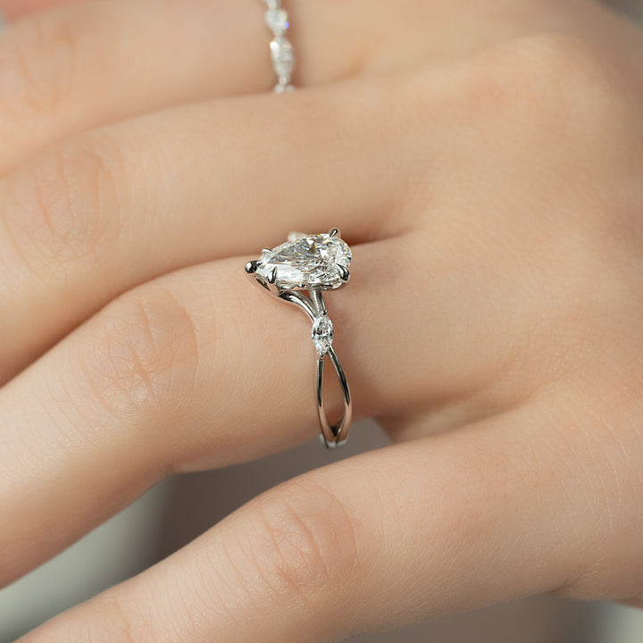 The Kimberly Pear Lab Diamond Moissanite Engagement Ring *Shown with 1 ct #material_white