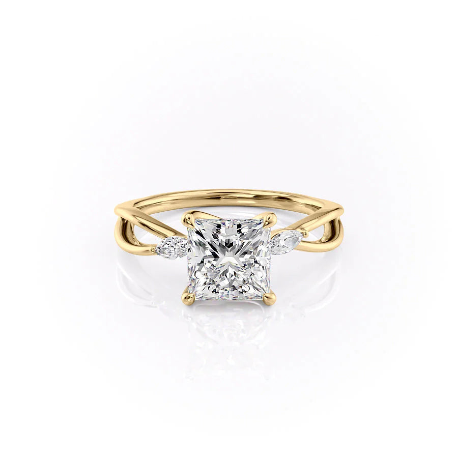 The Kimberly Set With Princess Side Stone Lab Diamond 1 Carat 14K Gold#material_14k-gold