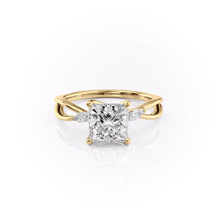 The Kimberly Set With Princess Side Stone Lab Diamond 1 Carat 14K Gold#material_14k-gold