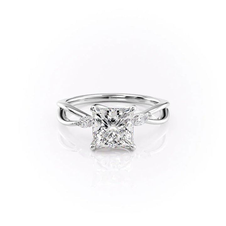 The Kimberly Set With Princess Side Stone Lab Diamond 1 Carat 14K White#material_14k-white