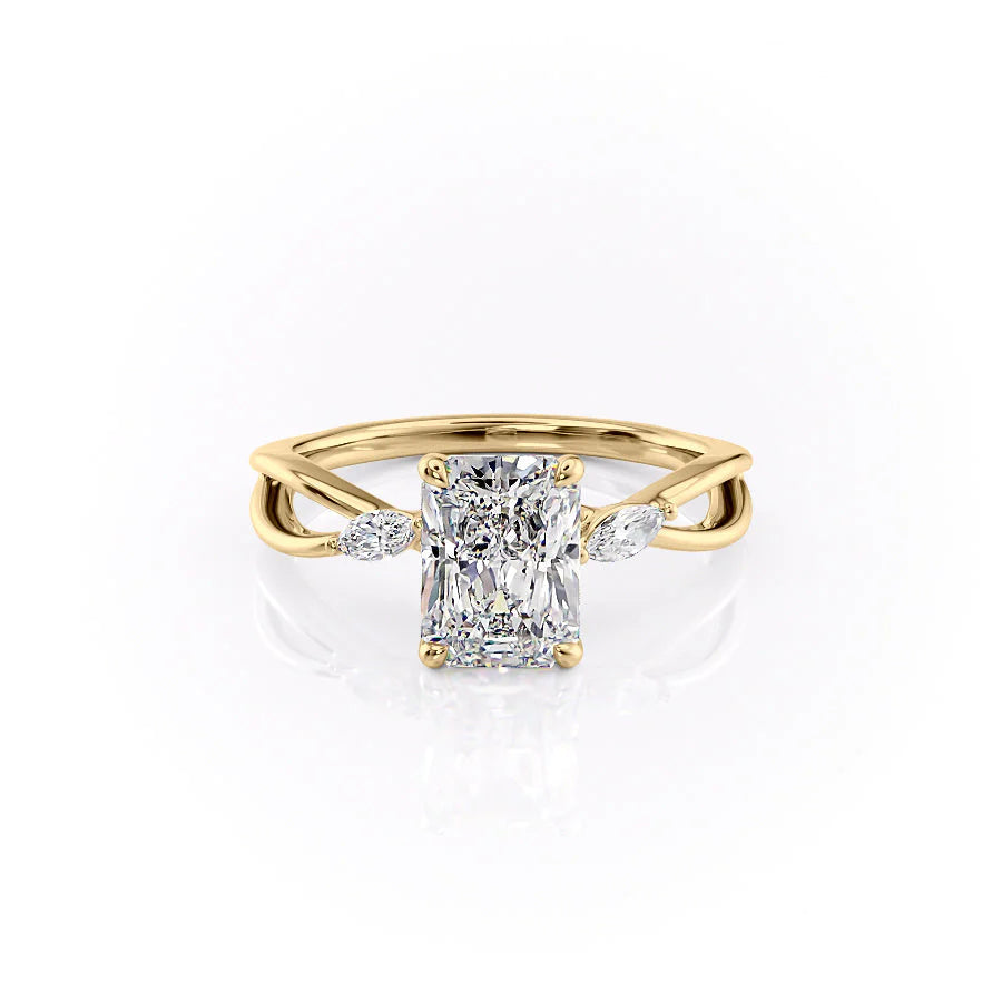 The Kimberly Set With Radiant Side Stone Lab Diamond 1 Carat 14K Gold#material_14k-gold