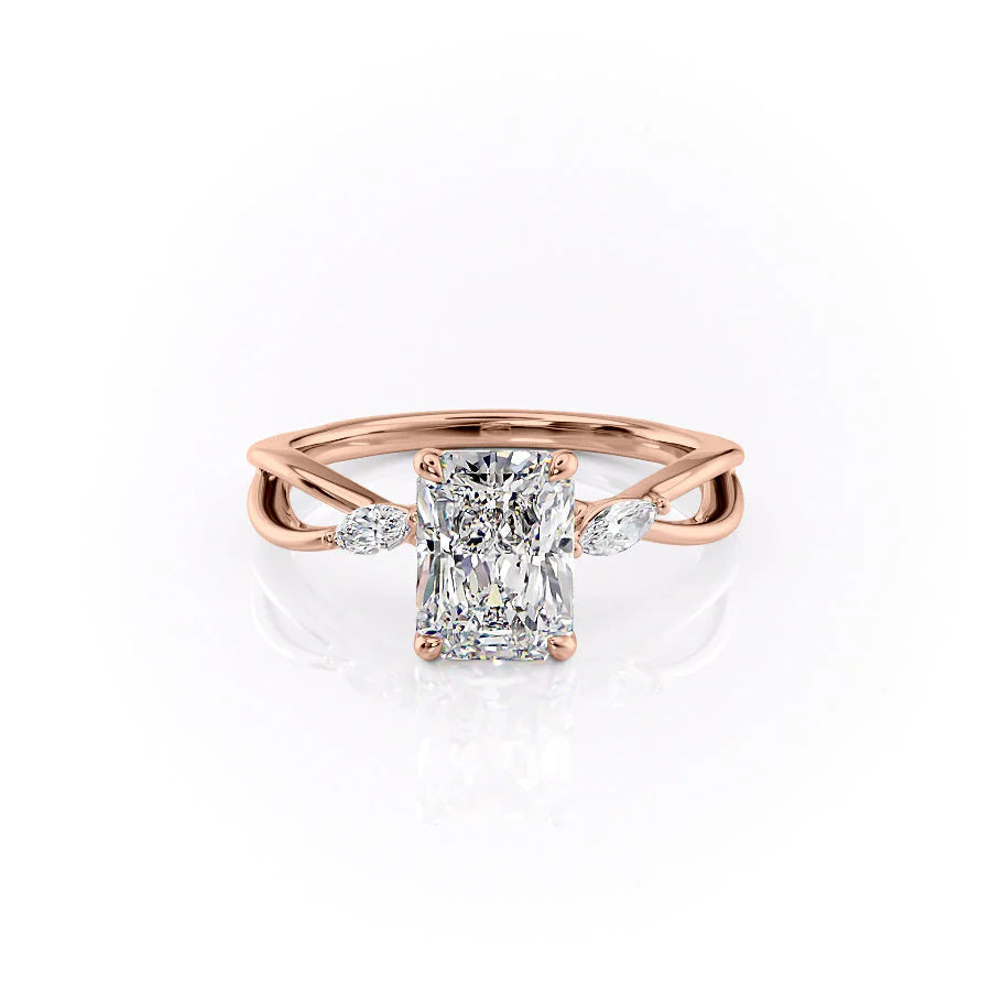 The Kimberly Set With Radiant Side Stone Lab Diamond 1 Carat 14K Rose#material_14k-rose