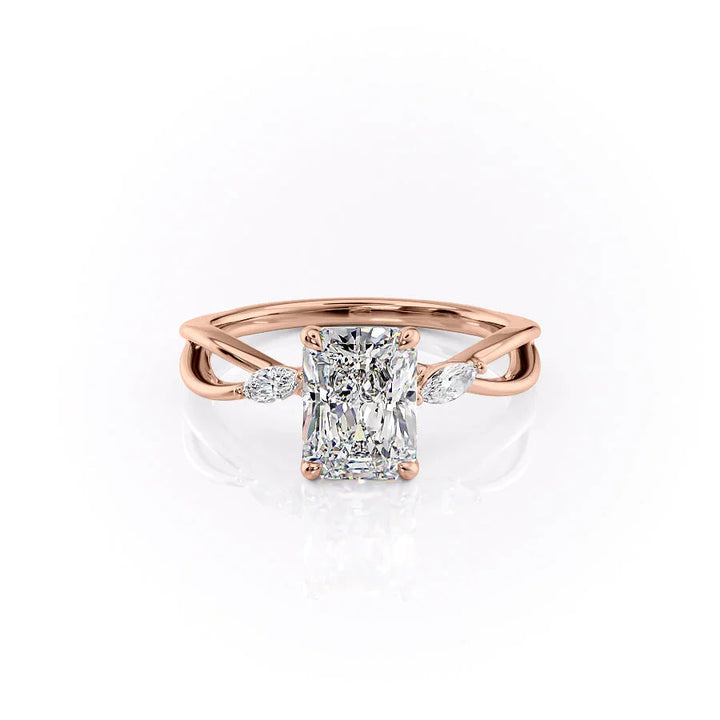 The Kimberly Set With Radiant Side Stone Moissanite#material_14k-rose