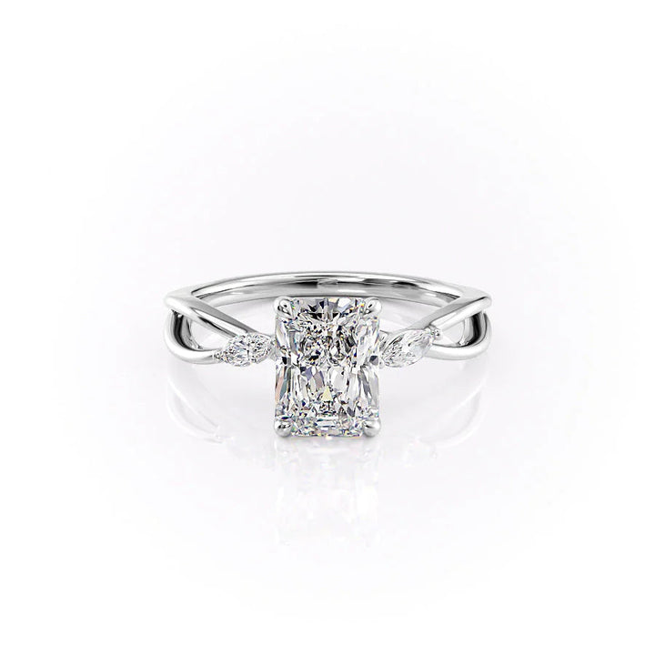 The Kimberly Set With Radiant Side Stone Lab Diamond 1 Carat 14K White#material_14k-white