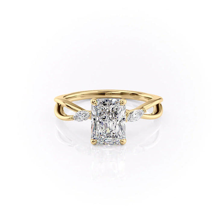 The Kimberly Set With Radiant Side Stone Lab Diamond 1 Carat 18K Gold#material_18k-gold