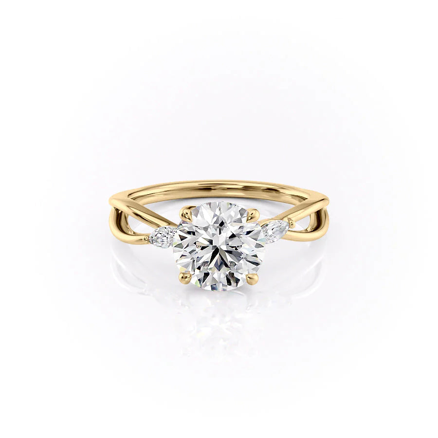 The Kimberly Set With Round Side Stone Lab Diamond 1 Carat 14K Gold#material_14k-gold