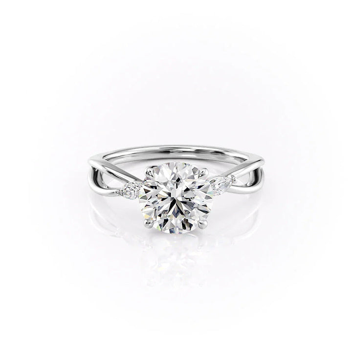 The Kimberly Set With Round Side Stone Lab Diamond 1 Carat 14K White#material_14k-white