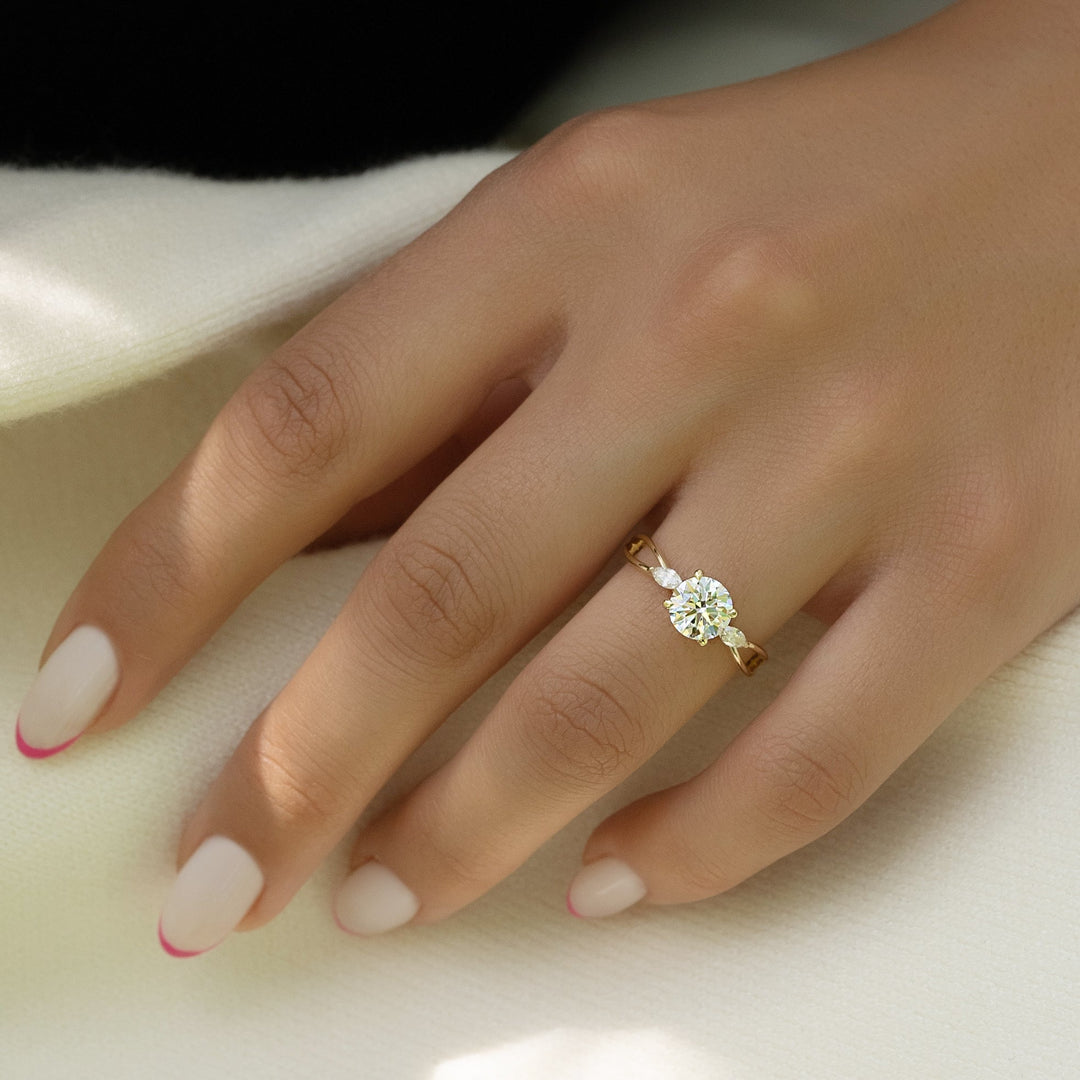 The Kimberly Round Lab Diamond Moissanite Engagement Ring