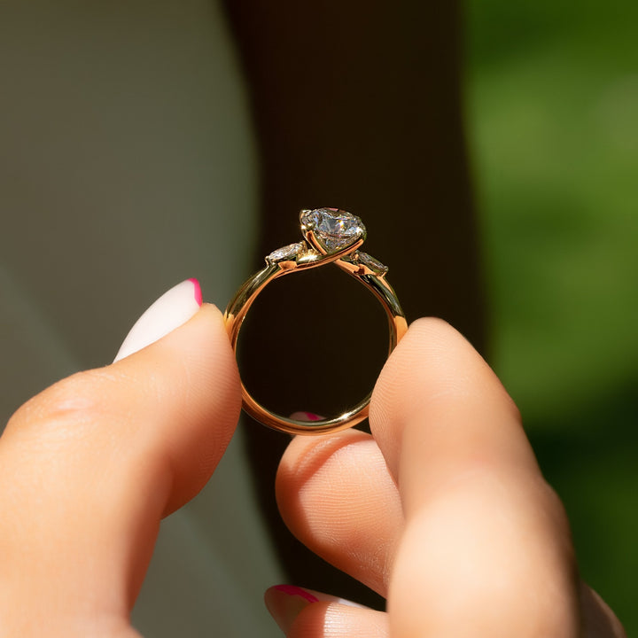 The Kimberly Round Lab Diamond Moissanite Engagement Ring *Shown with 1 ct #material_gold