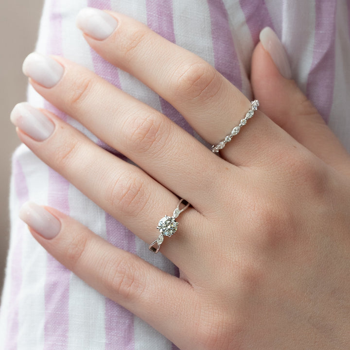 The Kimberly Round Lab Diamond Moissanite Engagement Ring *Shown with 1 ct #material_white