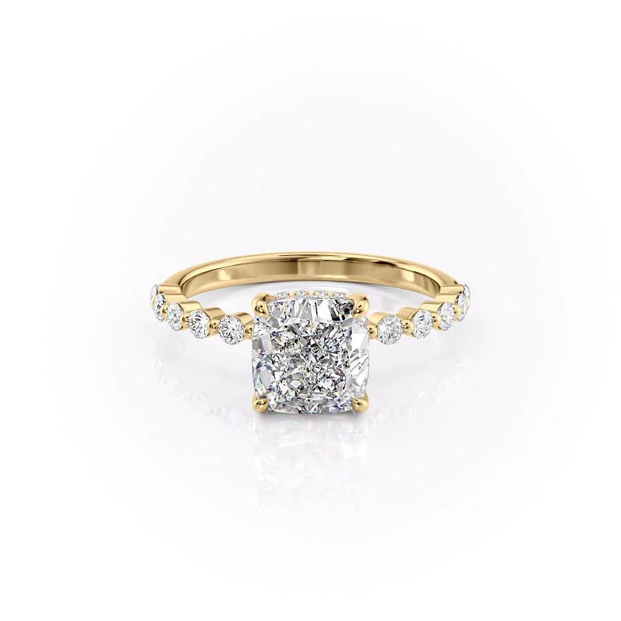 The Kimora Set With Cushion Side Stone Lab Diamond 1 Carat 14K Gold#material_14k-gold