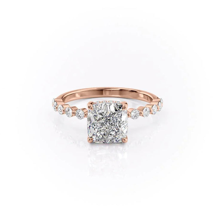 The Kimora Set With Cushion Side Stone Lab Diamond 1 Carat 14K Rose#material_14k-rose