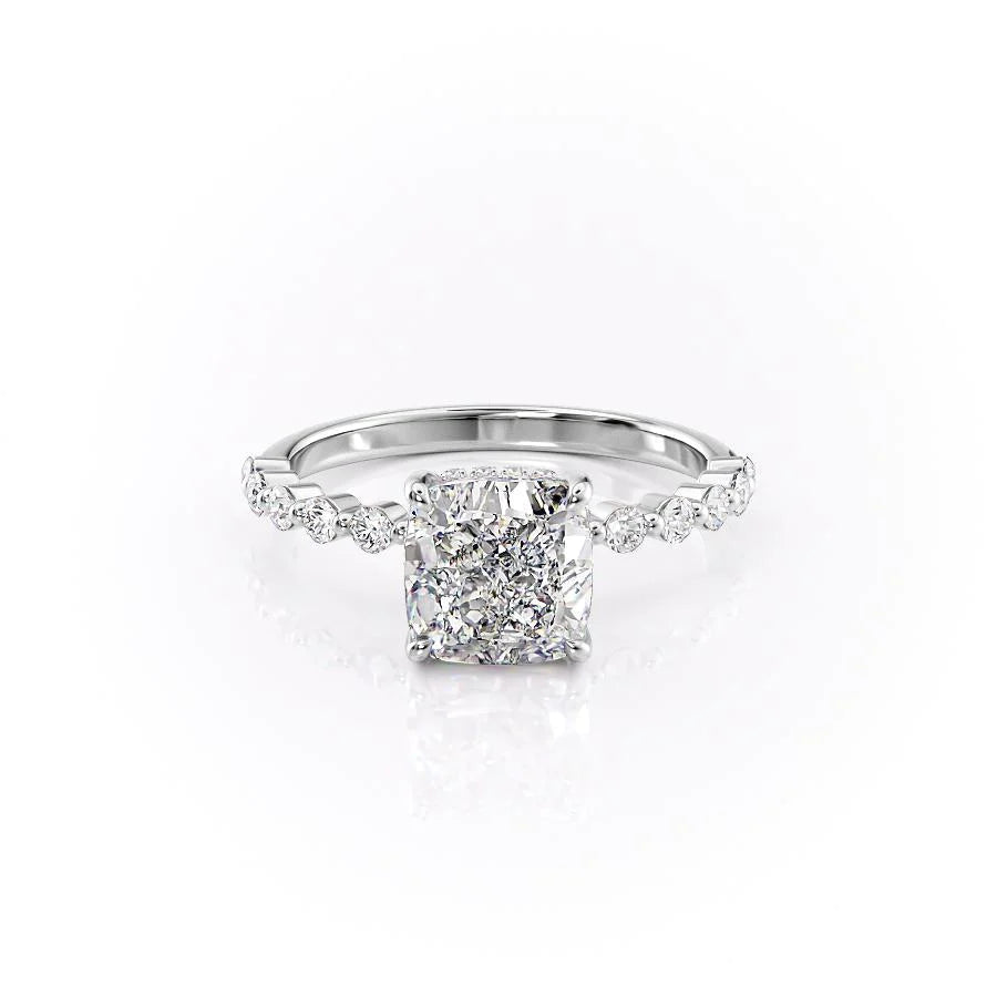 The Kimora Set With Cushion Side Stone Lab Diamond 1 Carat 14K White#material_14k-white