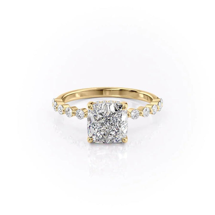 The Kimora Set With Cushion Side Stone Lab Diamond 1 Carat 18K Gold#material_18k-gold