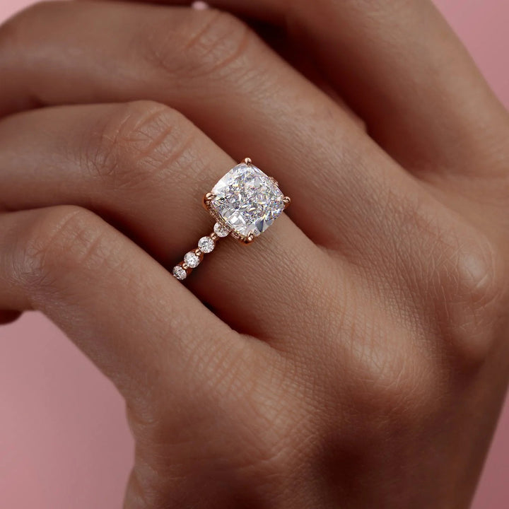 The Kimora Cushion Lab Diamond Moissanite Engagement Ring *Shown with 2 ct #material_rose