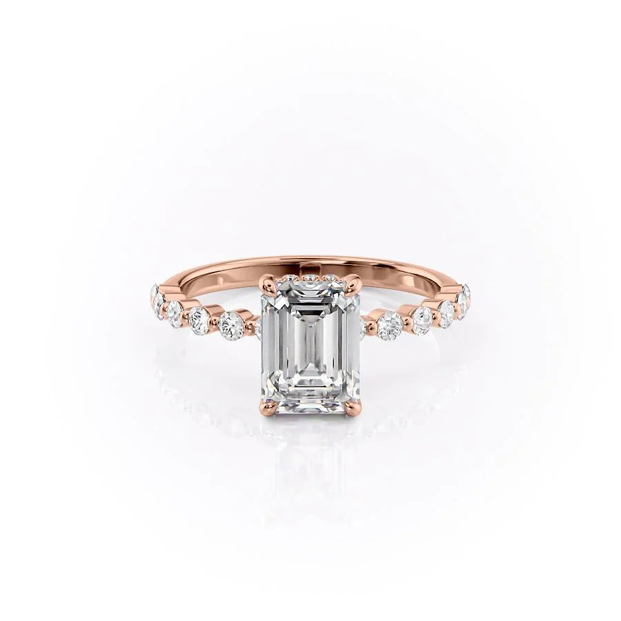 The Kimora Set With Emerald Side Stone Moissanite#material_14k-rose