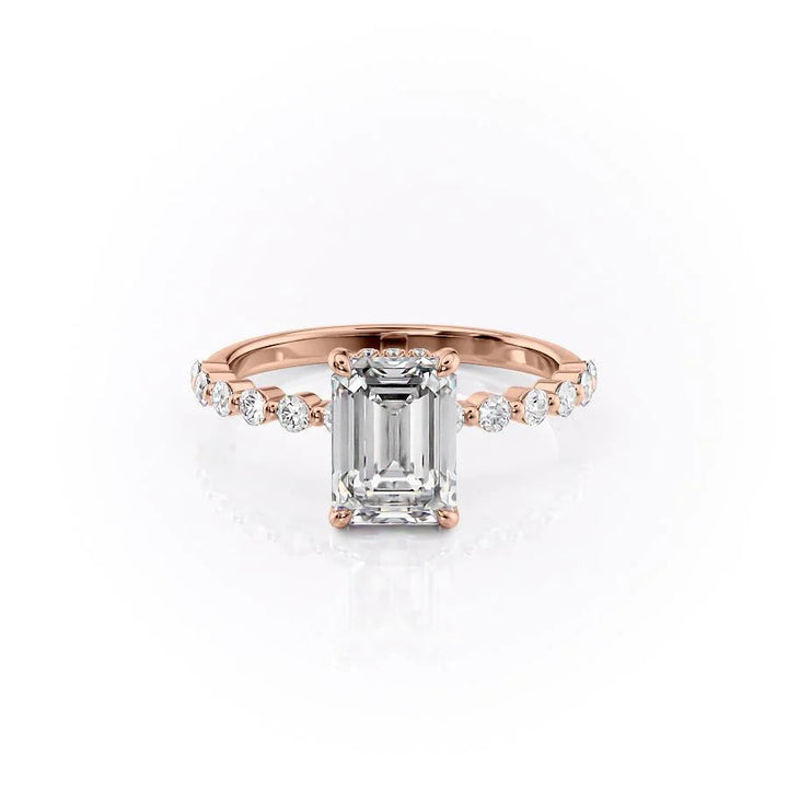 The Kimora Set With Emerald Side Stone Moissanite#material_14k-rose