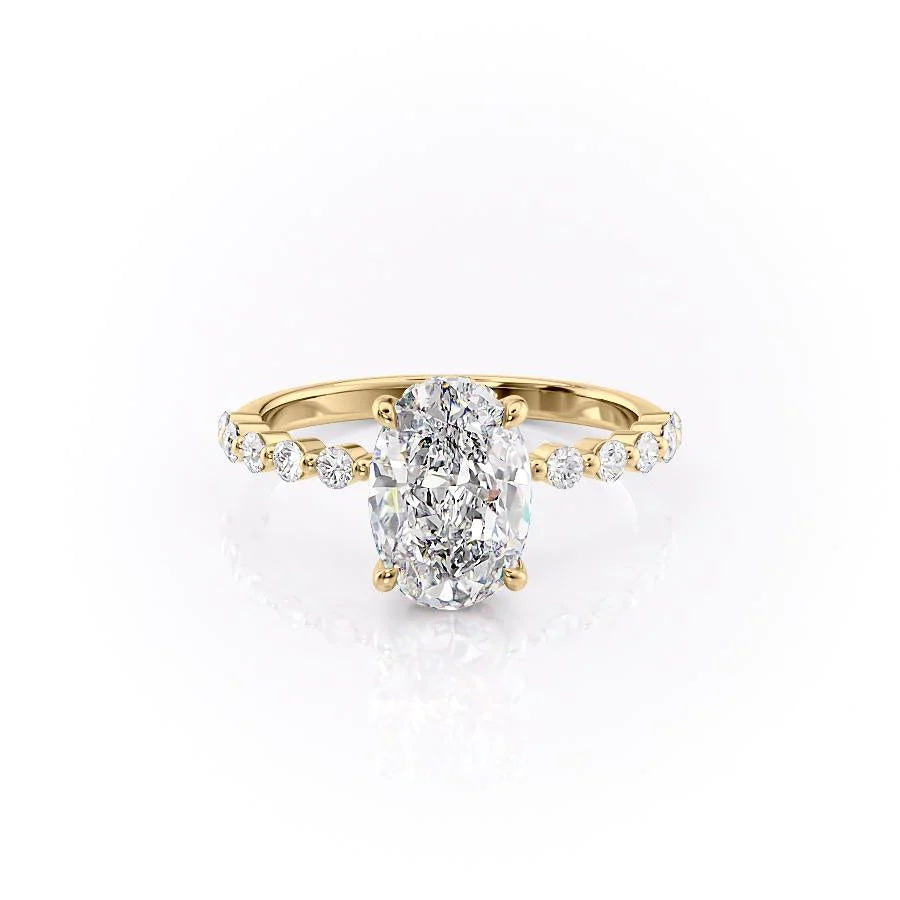 The Kimora Set With Oval Side Stone Lab Diamond 1 Carat 14K Gold#material_14k-gold