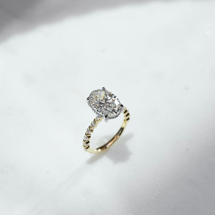 The Kimora Set With Oval Side Stone Lab Diamond 3 Carat 14K Gold#material_14k-gold