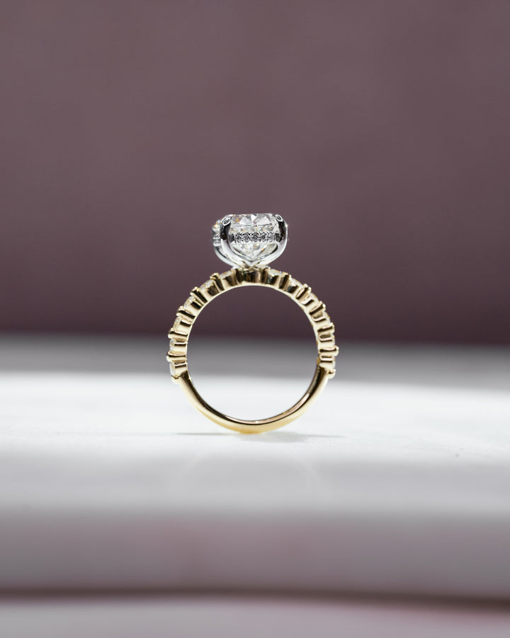 The Kimora Set With Oval Side Stone Lab Diamond 1 Carat 14K Gold#material_14k-gold