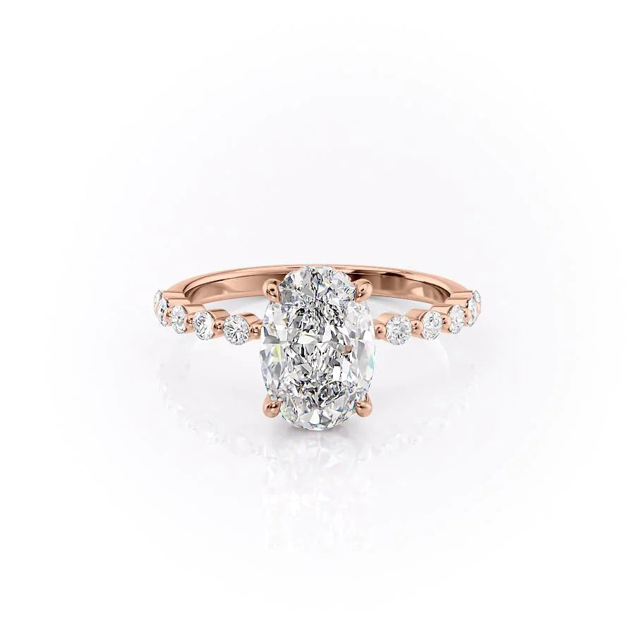 The Kimora Set With Oval Side Stone Lab Diamond 1 Carat 14K Rose#material_14k-rose