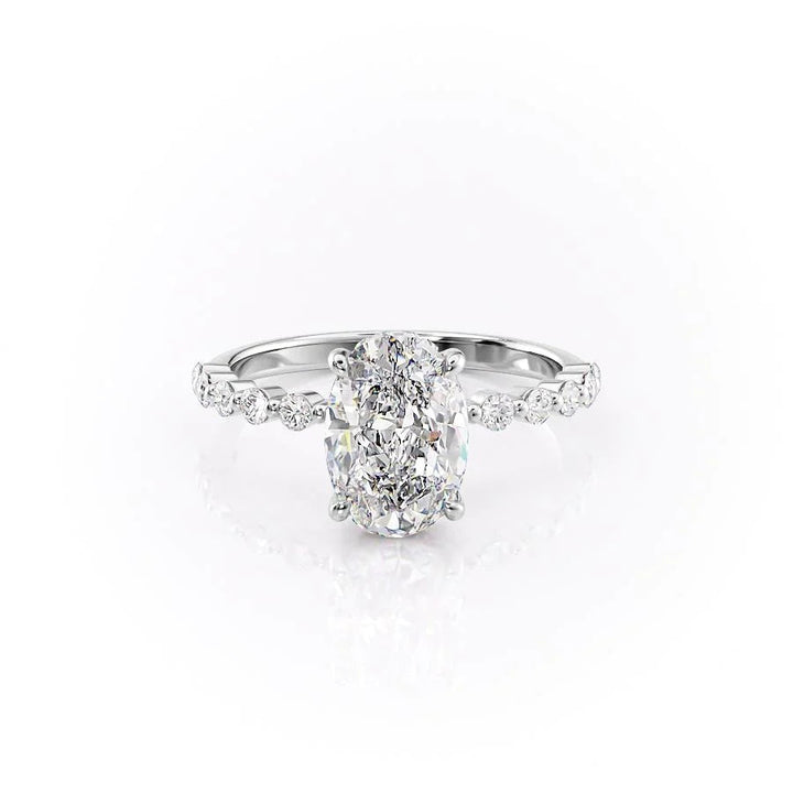 The Kimora Set With Oval Side Stone Lab Diamond 1 Carat 14K White#material_14k-white