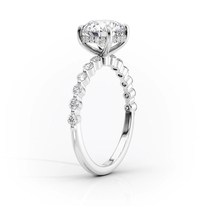 The Kimora Set With Oval Side Stone Lab Diamond 1.5 Carat 14K White#material_14k-white