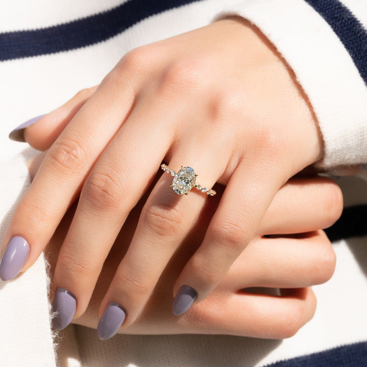 The Kimora Oval Lab Diamond Moissanite Engagement Ring *Shown with 2 ct #material_gold