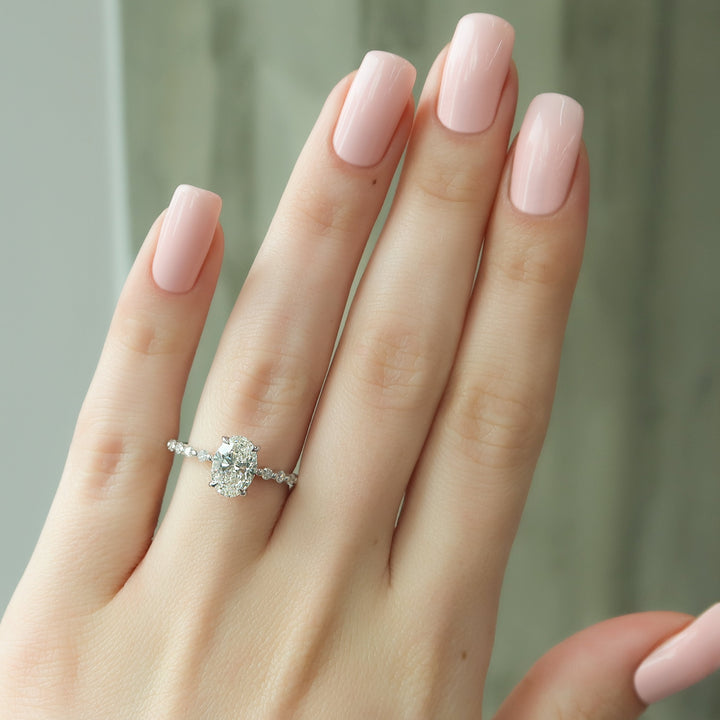 The Kimora Oval Lab Diamond Moissanite Engagement Ring *Shown with 1.5 ct #material_white