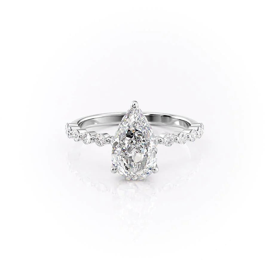 The Kimora Set With Pear Side Stone Lab Diamond 1 Carat 14K White#material_14k-white