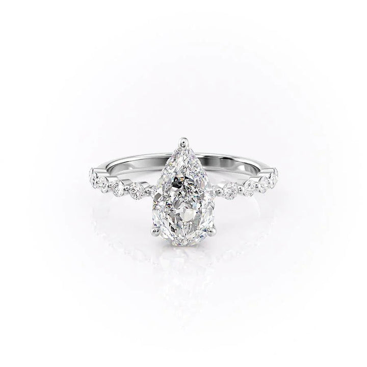 The Kimora Set With Pear Side Stone Lab Diamond 1 Carat 18K White#material_18k-white