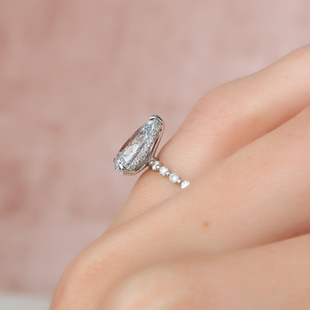 The Kimora Pear Lab Diamond Moissanite Engagement Ring