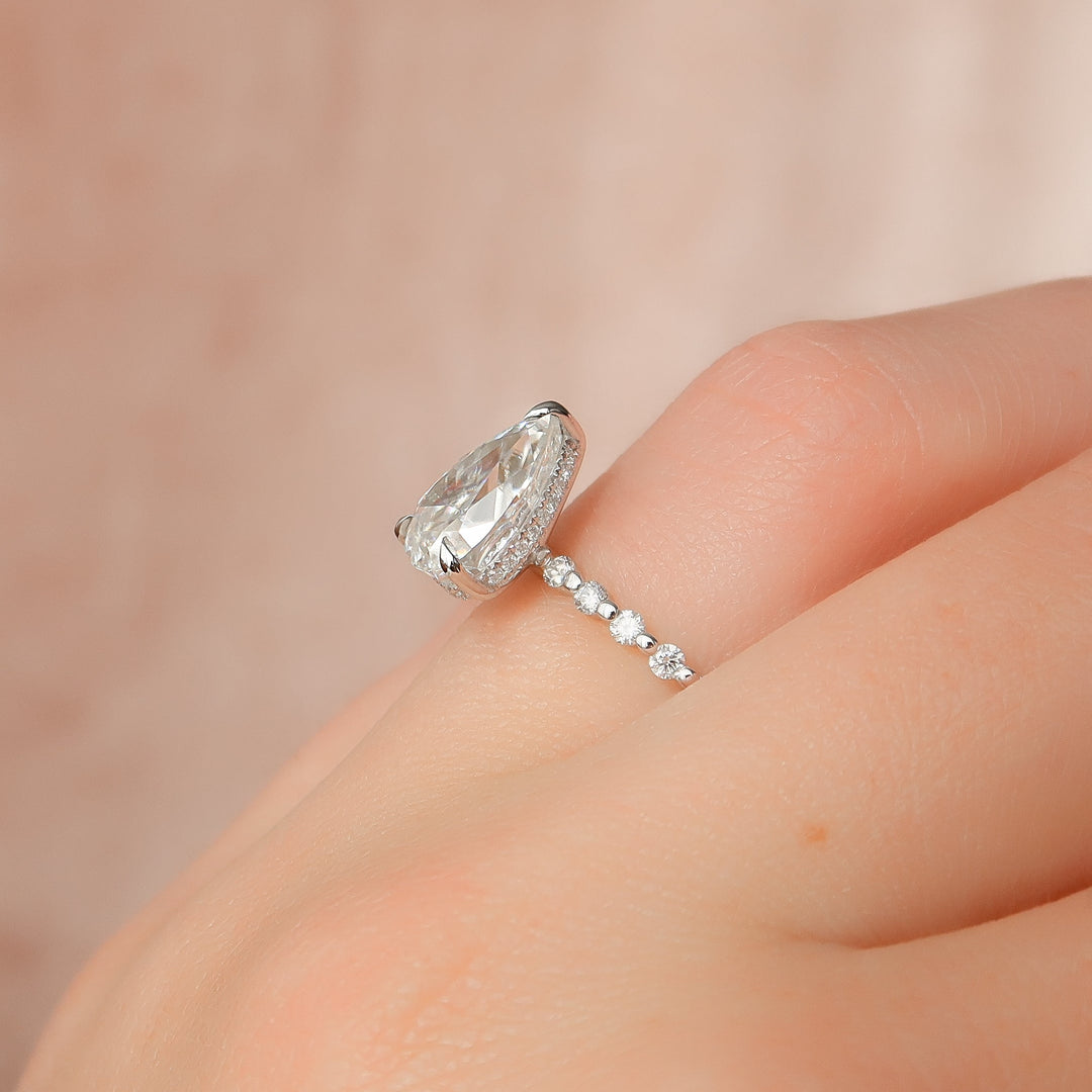 The Kimora Pear Lab Diamond Moissanite Engagement Ring