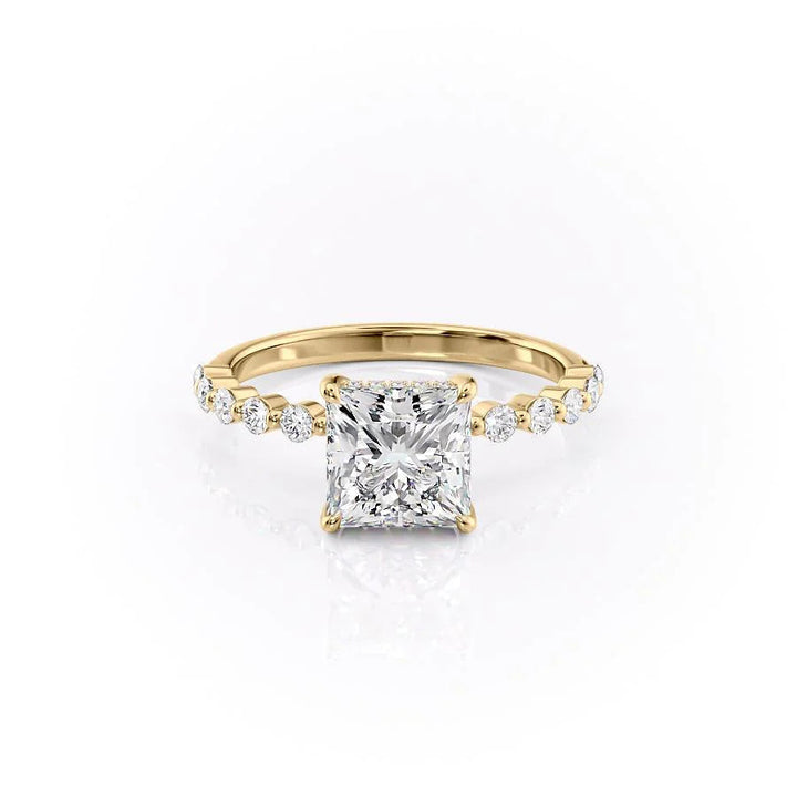 The Kimora Set With Princess Side Stone Lab Diamond 1 Carat 18K Gold#material_18k-gold